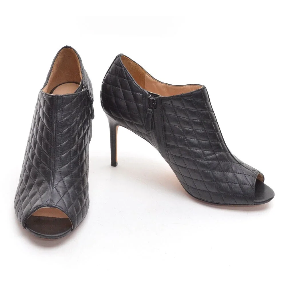 Cole Haan Annabel Black Quilted Stiletto Booties 10 B